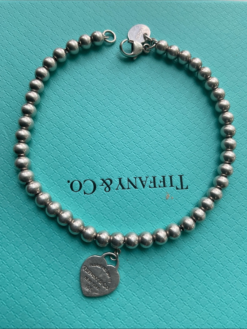 Tiffany & Co. Sterling Heart Tag Bead Bracelet - Silver